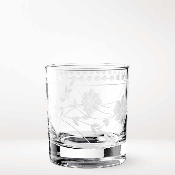 Vintage Etched Double Old-Fashioned Glasses | Williams Sonoma
