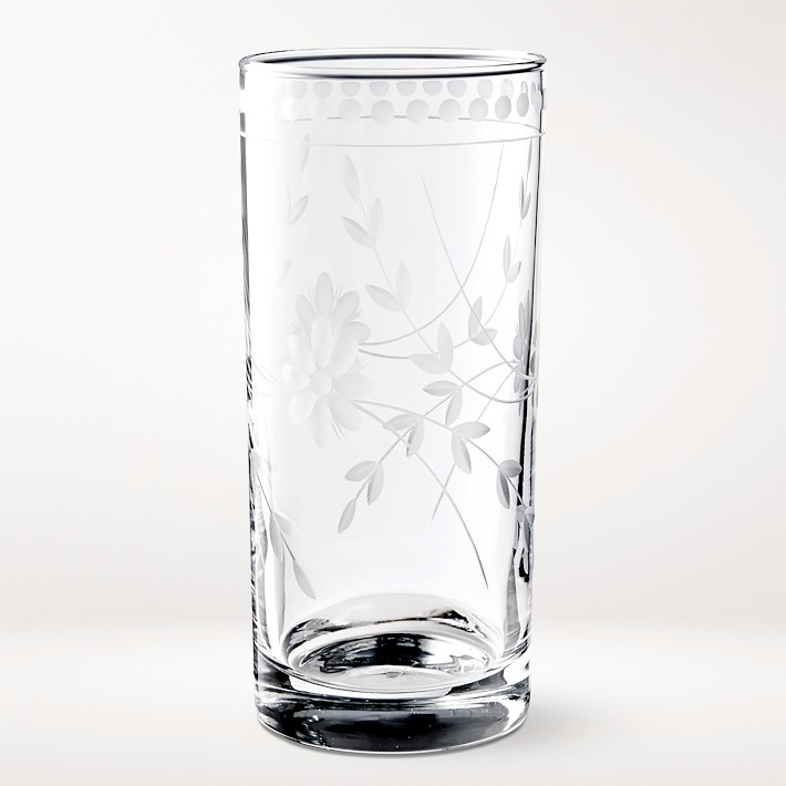Vintage Etched Highball Glass, Each