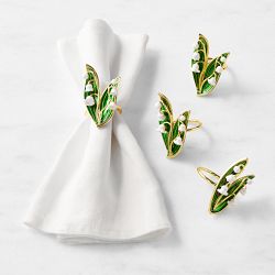 Cloisonné Lily Napkin Rings, Set of 4