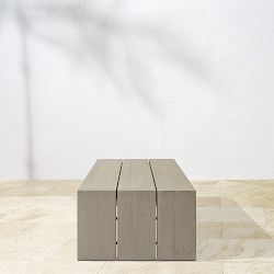 Larnaca Outdoor Grey Teak Rectangular Coffee Table (60")