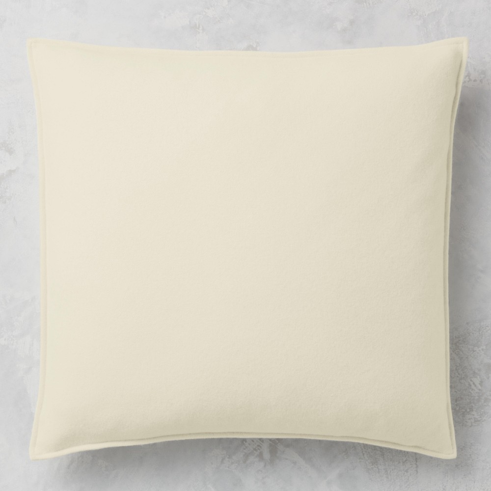 European Solid Cashmere Pillow Cover - 22" x 22", Ivory