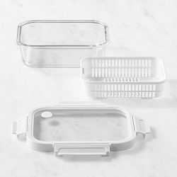 Hold Everything Fridge Colander and Glass Storage Container