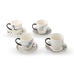Rory Dobner x Williams Sonoma Alice's Adventures In Wonderland Tea Set Cups &amp; Saucers, Set of 4