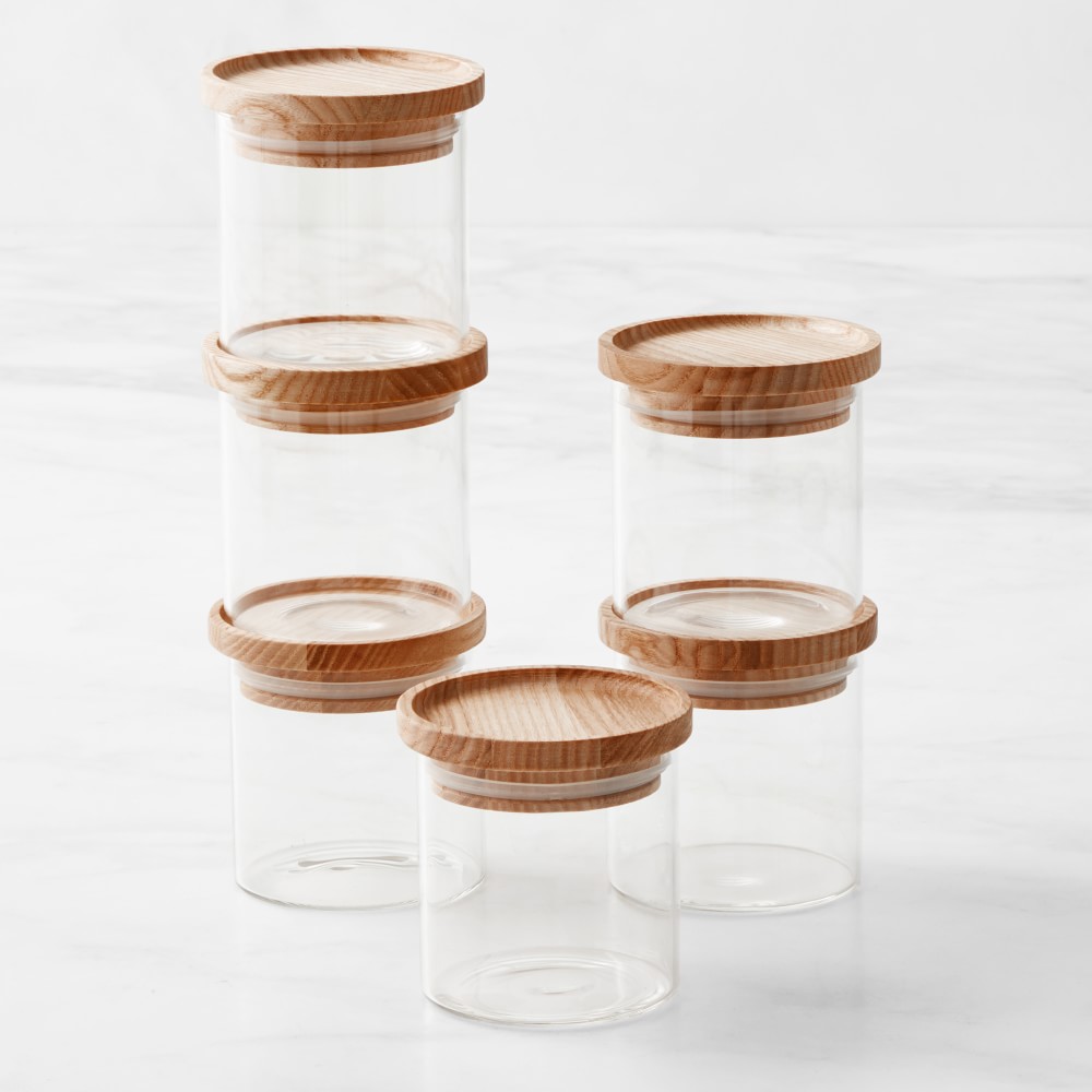 Hold Everything Stackable Spice Jars - Ashwood, Set of 6