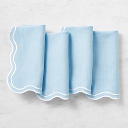 AERIN x Williams Sonoma Scalloped Napkins, Set of 4, Blue
