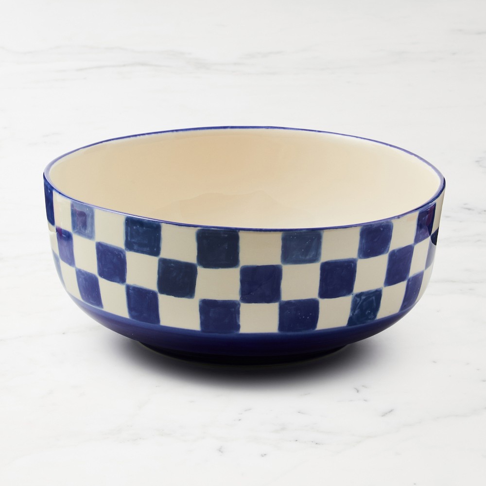 MacKenzie-Childs Stoneware Check Serving Bowl - Indigo