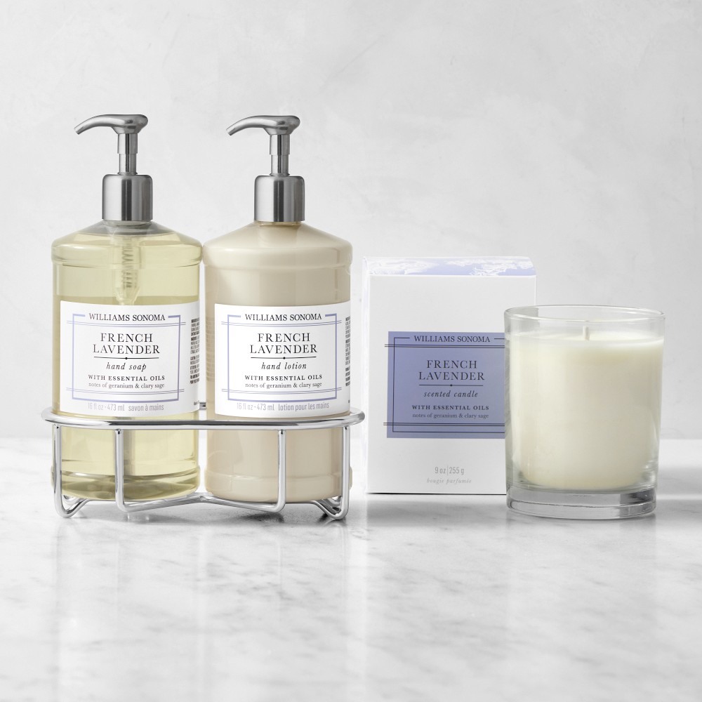 Williams Sonoma French Lavender Hand Soap & Lotion 4-Piece Set, Deluxe, Stainless-Steel