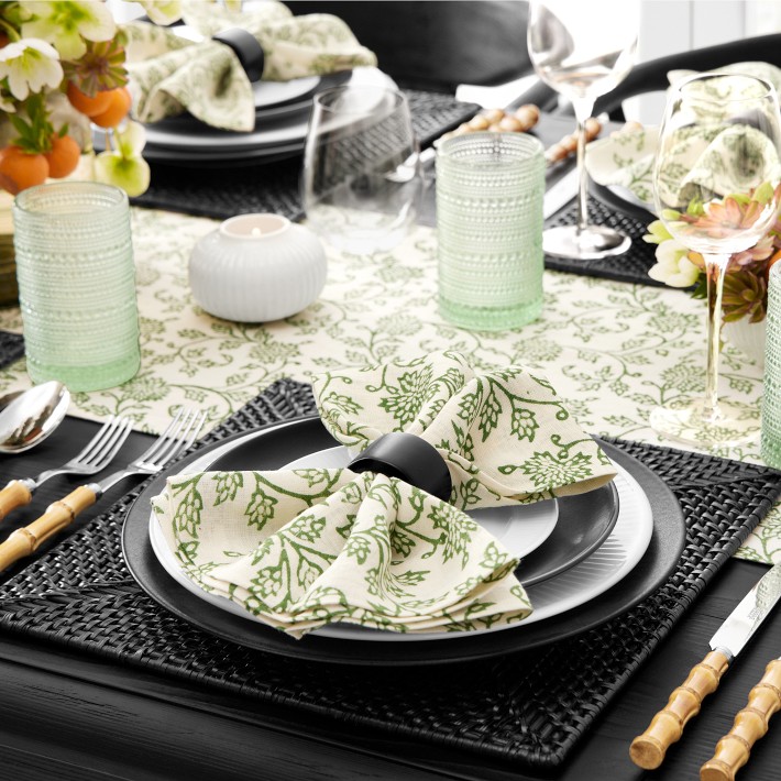 Dahlia Table Runners, Linen & Handcrafted | Williams Sonoma