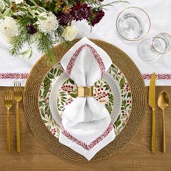 Leaf Garland Embroidered Napkins, Set of 4