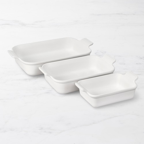 Le Creuset Heritage Open Rectangular Dishes White, Set of 3