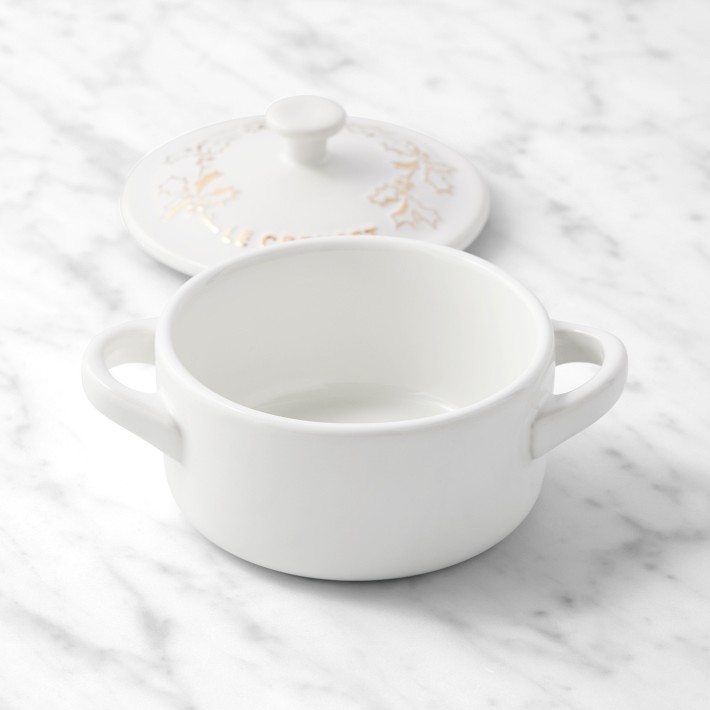 Le Creuset Stoneware Holly Mini Cocotte, 8-oz | Williams Sonoma