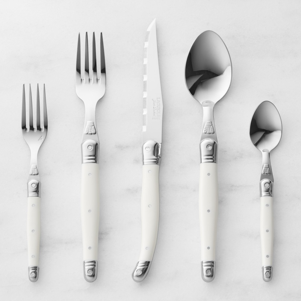 Jean Dubost Laguiole Mid-Gauge 20-Piece Flatware Set - White