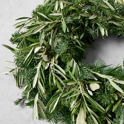 Olive &amp; Greenery Holiday Live Wreath &amp; Garland