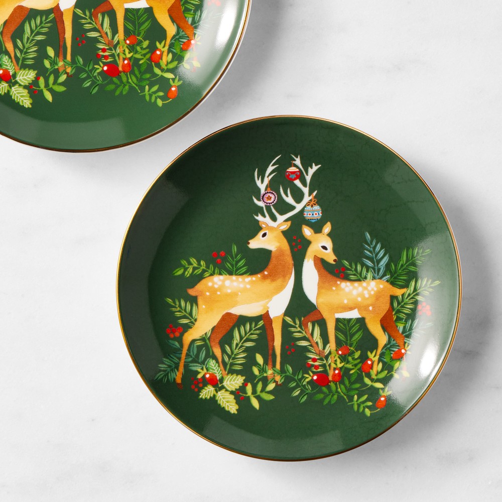 Christmas Forest Appetizer Plates - Set of 4