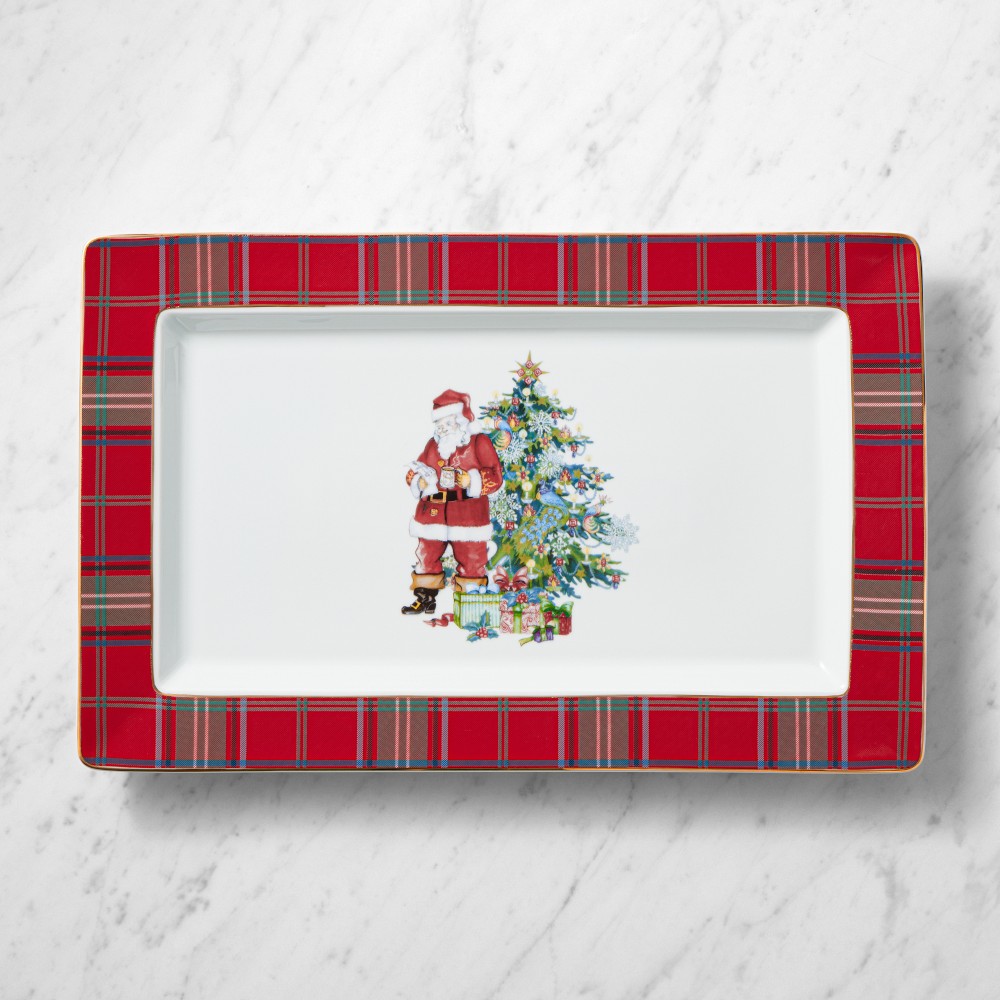 Red Tartan Small Rectangular Platter