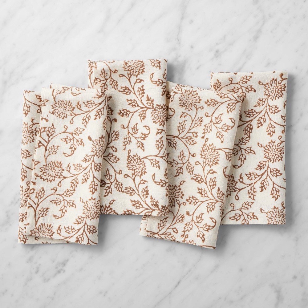 Dahlia Napkins, Set of 4 - Mocha