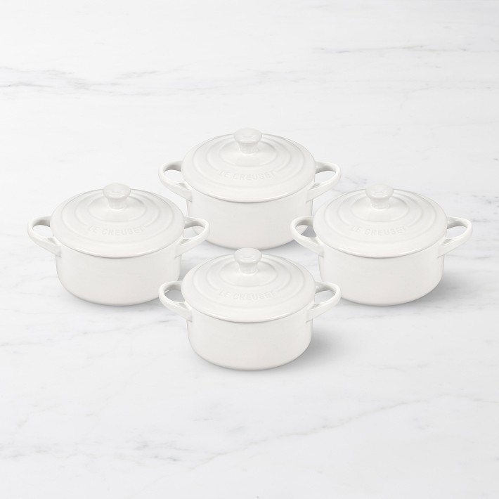 Le Creuset Stoneware 4-Piece Mini Cocotte Set with Cookbook