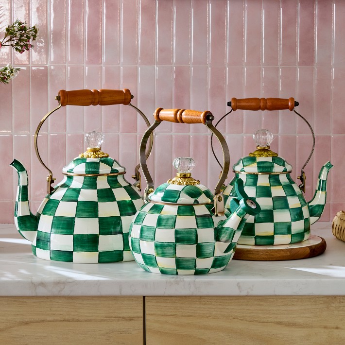MacKenzie-Childs Emerald Check Tea Kettle | Williams Sonoma