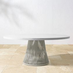 Pasadena Fiberstone Oval Dining Table, White Finish, Grey Rope