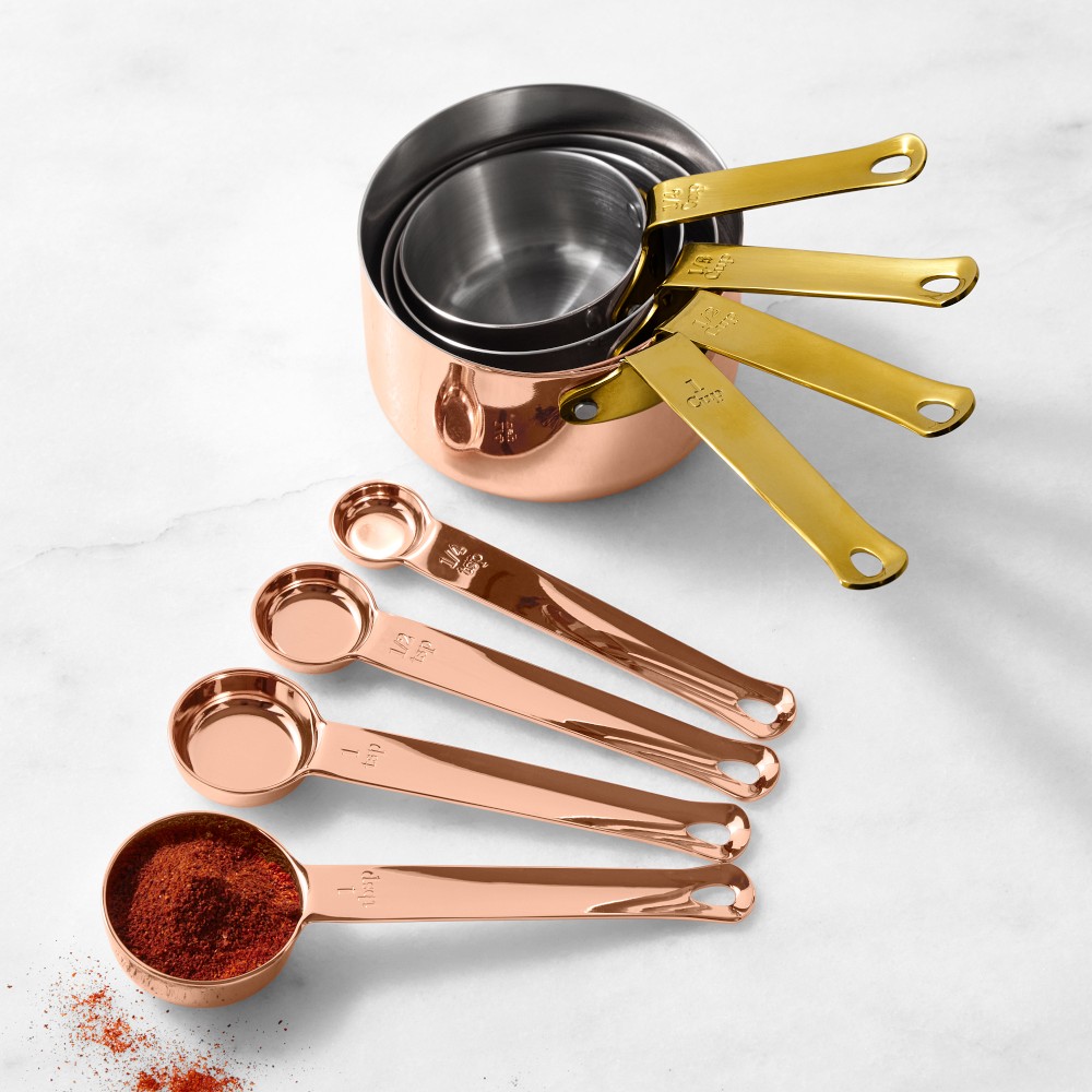 Williams Sonoma Copper Nesting Measuring Cups & Spoons - Set of 8