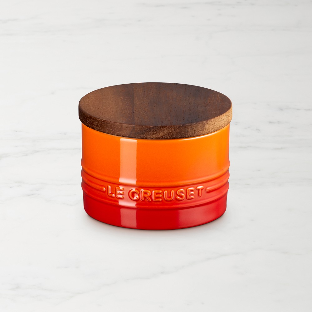 Le Creuset Signature Salt Cellar with Wood Lid - Flame