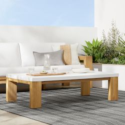 Larnaca Outdoor Teak Fiberstone Coffee Table (60&quot;)