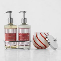 Williams Sonoma Peppermint Hand Soap, Lotion &amp; Figural Candle 4-Piece Set