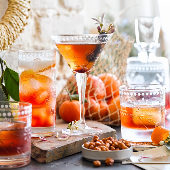 Vintage Etched Double Old-Fashioned Glasses | Williams Sonoma