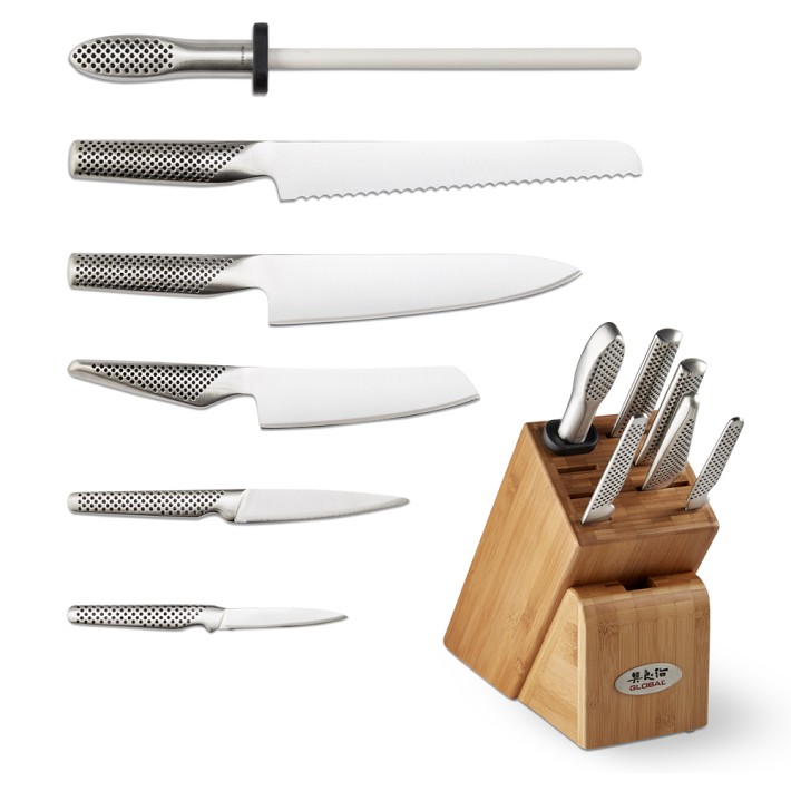 Global Classic 7-Piece Takashi Wooden Knife Block Set | Williams