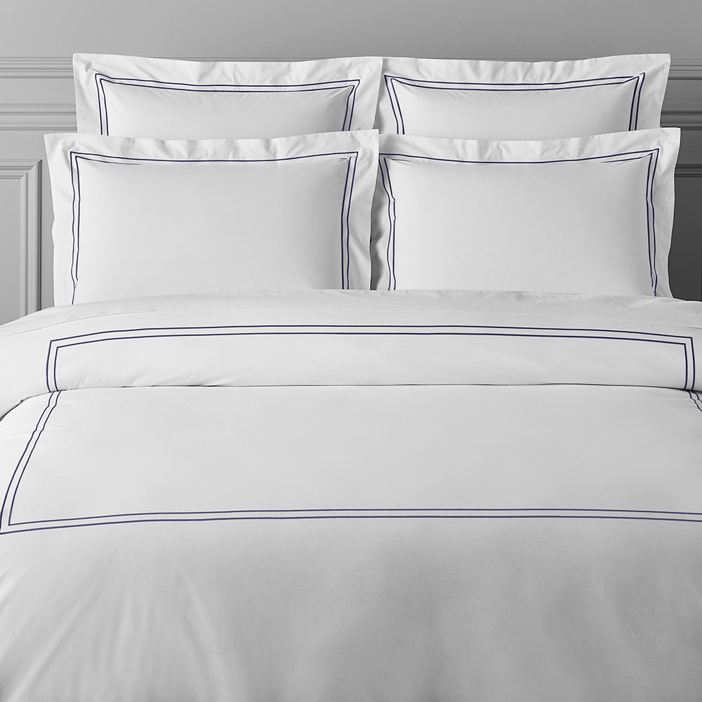 Chambers® Italian Hotel Embroidered Duvet Cover & Shams - Euro, Navy