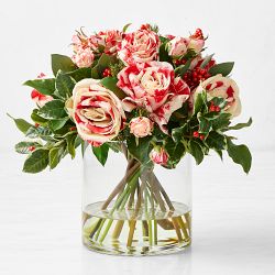 Faux Candy Cane Arrangement in Circular Vase