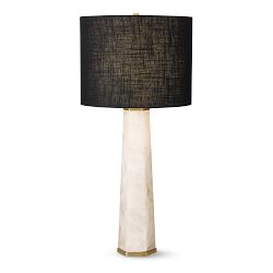 Tall Cut Stone Table Lamp, White Quartz