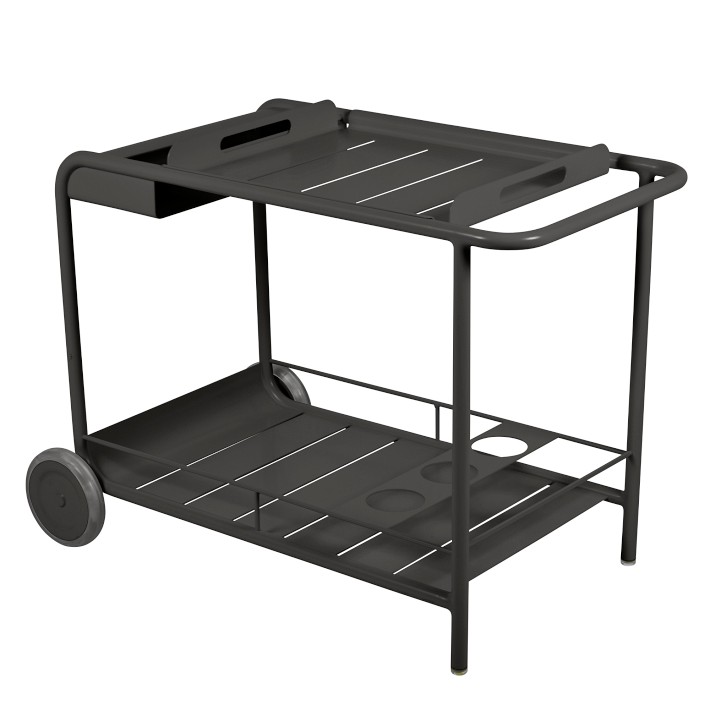 Fermob Luxembourg Outdoor Bar Cart, Aluminum, Liquorice