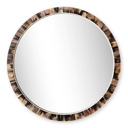 OPEN BOX: Horn and Bone Round Mirror, 46"