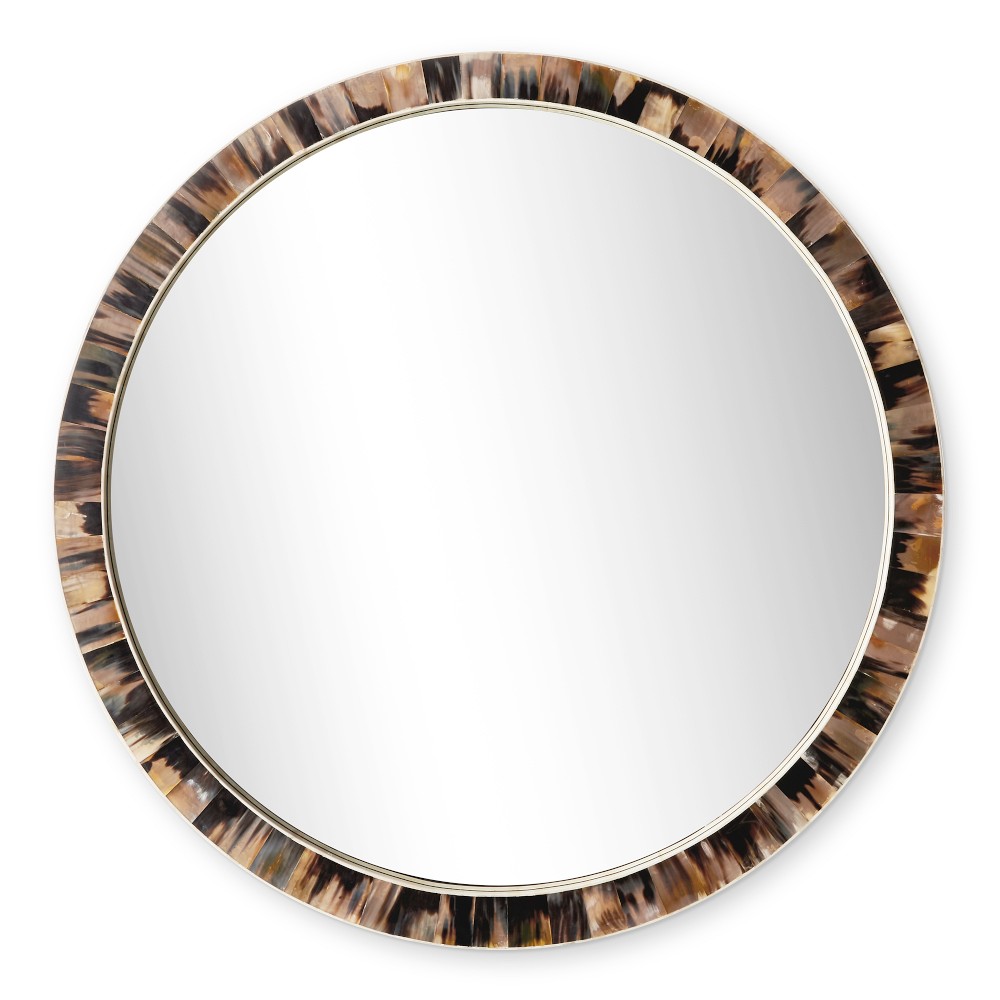 OPEN BOX: Horn and Bone Round Mirror, 46"