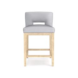 OPEN BOX: Saratoga Dining Counter Stool, Como Leather, Grey, Heritage Grey Leg