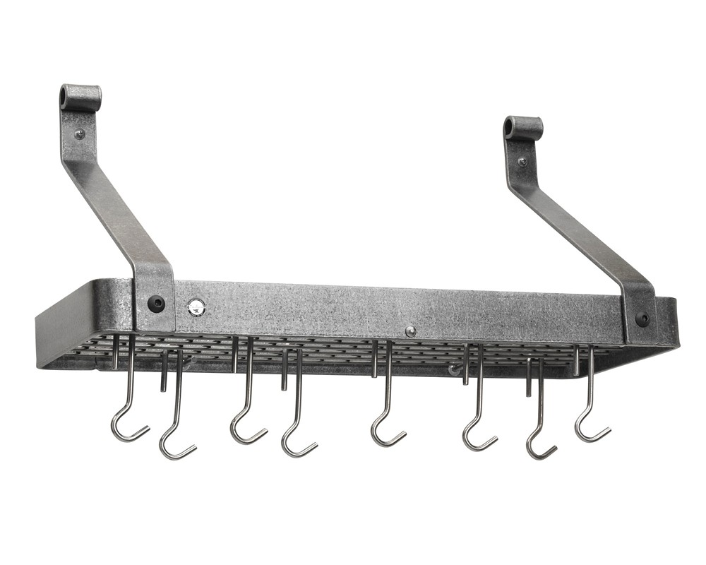 Enclume Wall-Mounted Narrow Bookshelf Rack - Hammered Steel, 24"