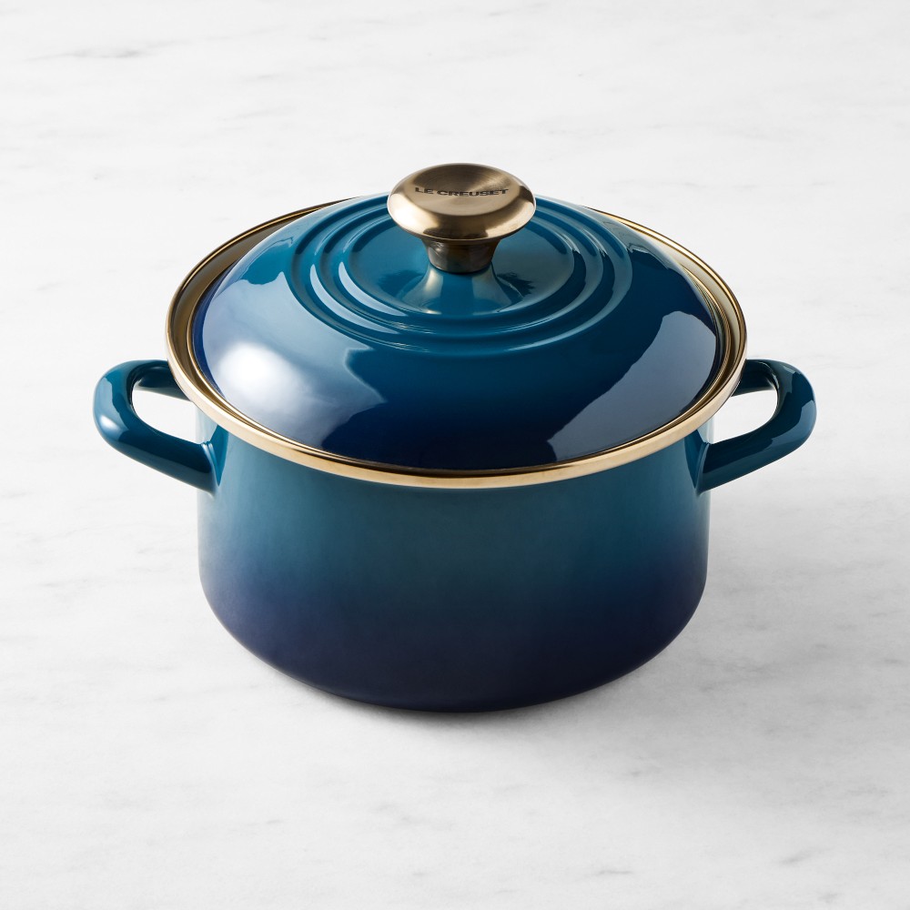 Le Creuset Enameled-Steel Stock Pot with Stainless-Steel Knob - 4-Qt., Agave