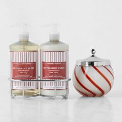 Williams Sonoma Peppermint Hand Soap, Hand Lotion & Figural Candle 4-Piece Set, Classic