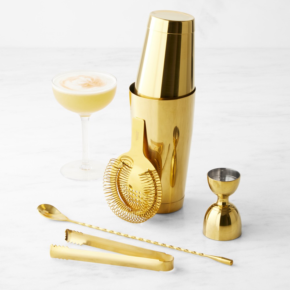 Williams Sonoma Mixology Shaker & Tools Set - Brass