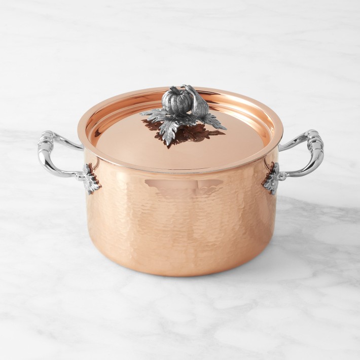 Ruffoni Opus Cupra Hammered Copper Soup Pot with Pumpkin Knob, 3 1