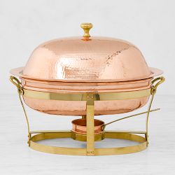 OPEN BOX: Williams Sonoma Oval Copper Chafing Dish, 2 1/2-Qt.