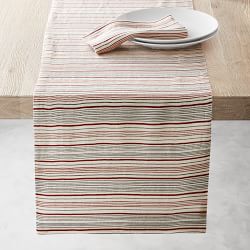 Block Print Stripe Table Runner, Red & Blue