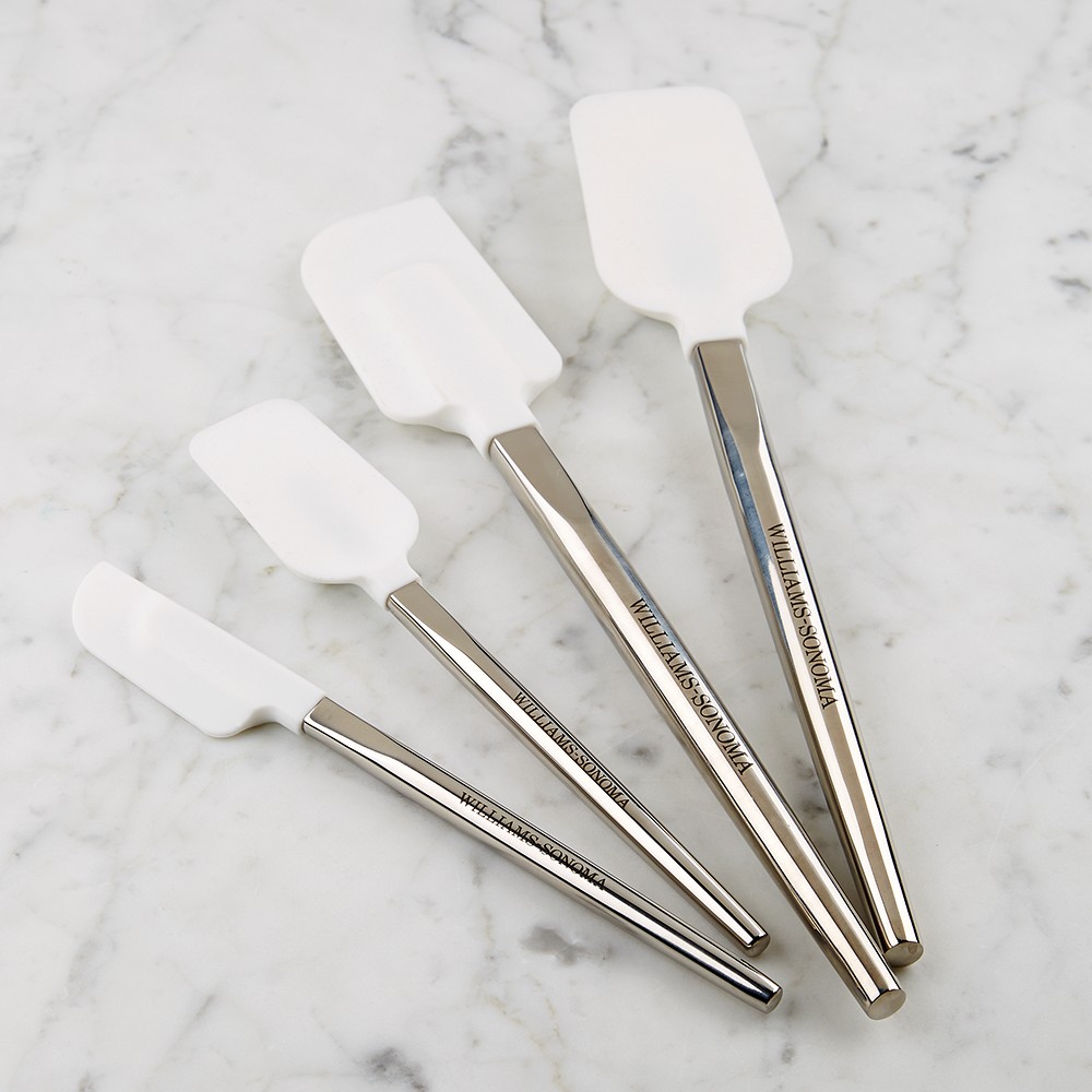 Williams Sonoma WHITE Ultimate Silicone Spatulas with Stainless-Steel Handle, Set of 4