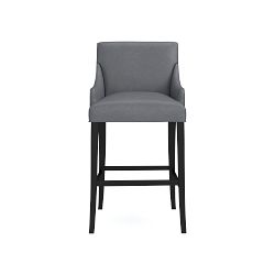 OPEN BOX: Belvedere Dining Bar Stool, Italian Distressed Leather, Iron, Ebony Leg