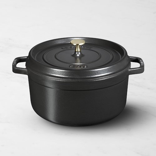 Staub Enameled Cast Iron Round Dutch Oven, 5 1/2-Qt., Matte Black