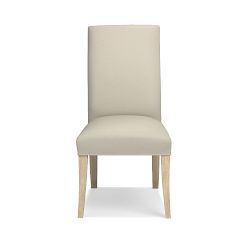 OPEN BOX: Belvedere Upholstered Dining Side Chair, Italian Distressed Leather, Ivory