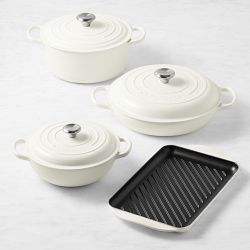 Le Creuset Signature Enameled Cast Iron 7-Piece Cookware Set, Matte White