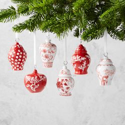 Ginger Jar Ornaments, Set of 6, Red