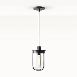 Hayes Industrial Pendant, Aged Bronze, Clear Glass